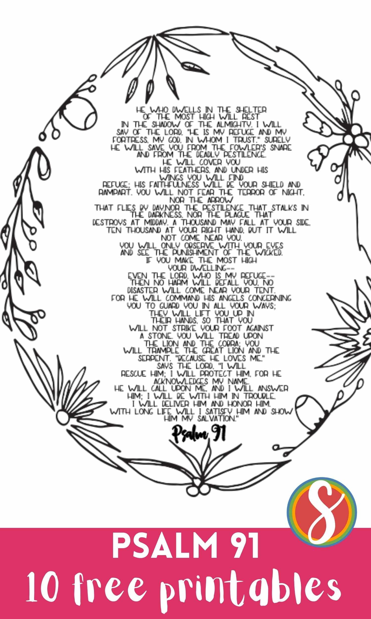 10 Free Psalm 91 Coloring Pages — Stevie Doodles throughout Psalm 91 Printable Free