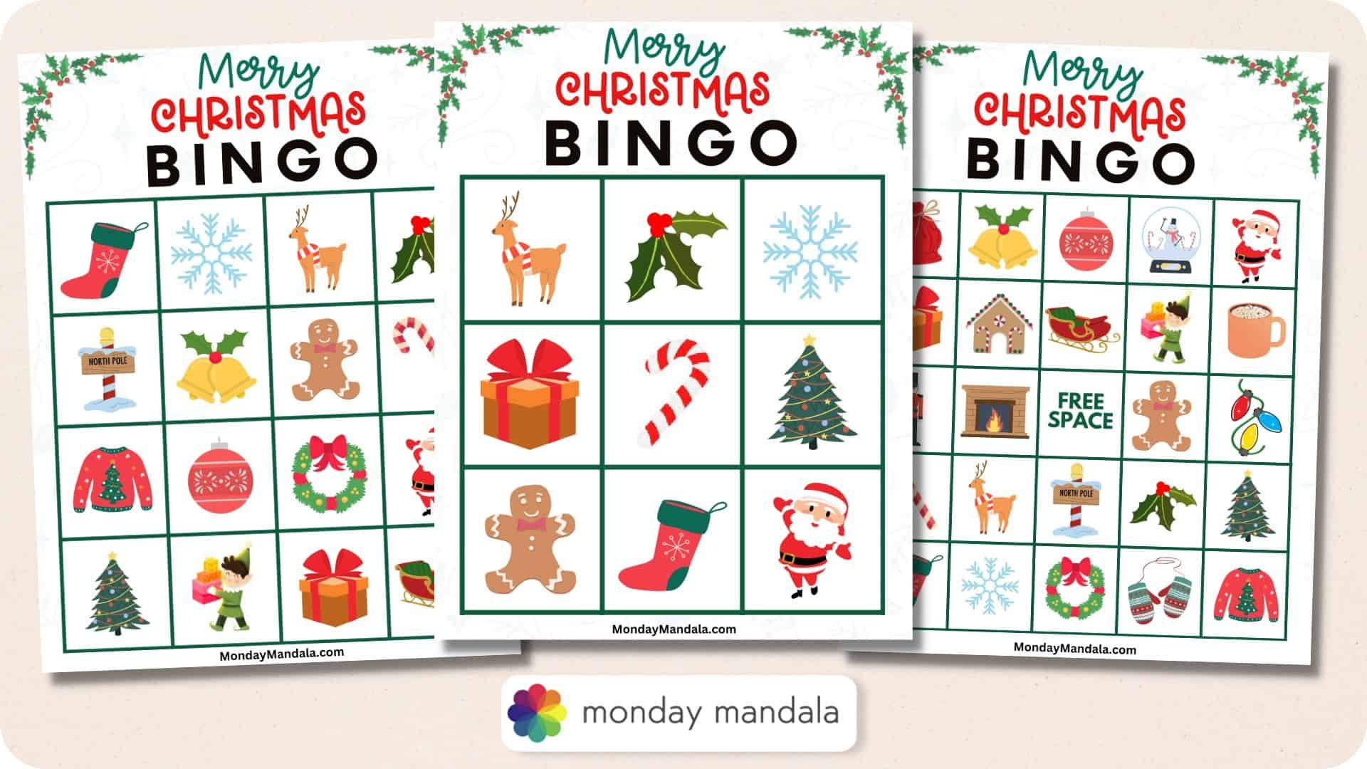 180 Christmas Bingo Cards (Free Pdf Printables) with regard to Holiday Printable Bingo Cards
