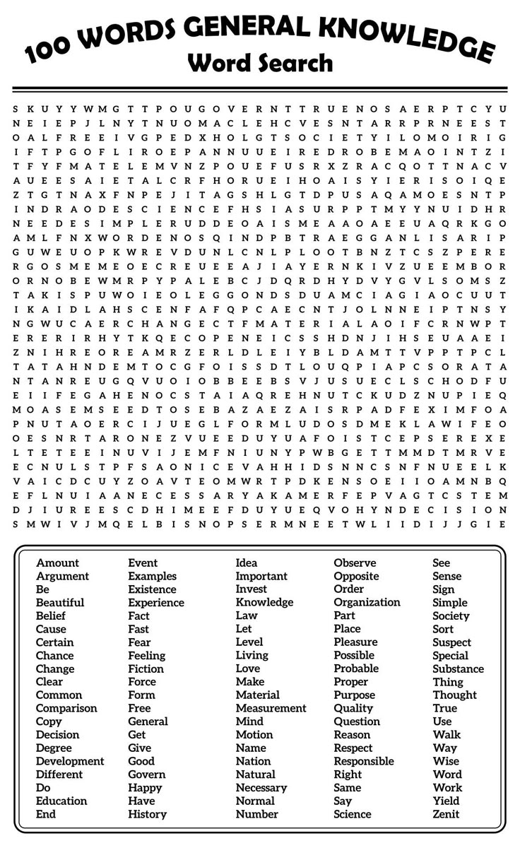 20 Best 100 Word Word Searches Printable Pdf intended for Printable Word Searches And Crossword Puzzles