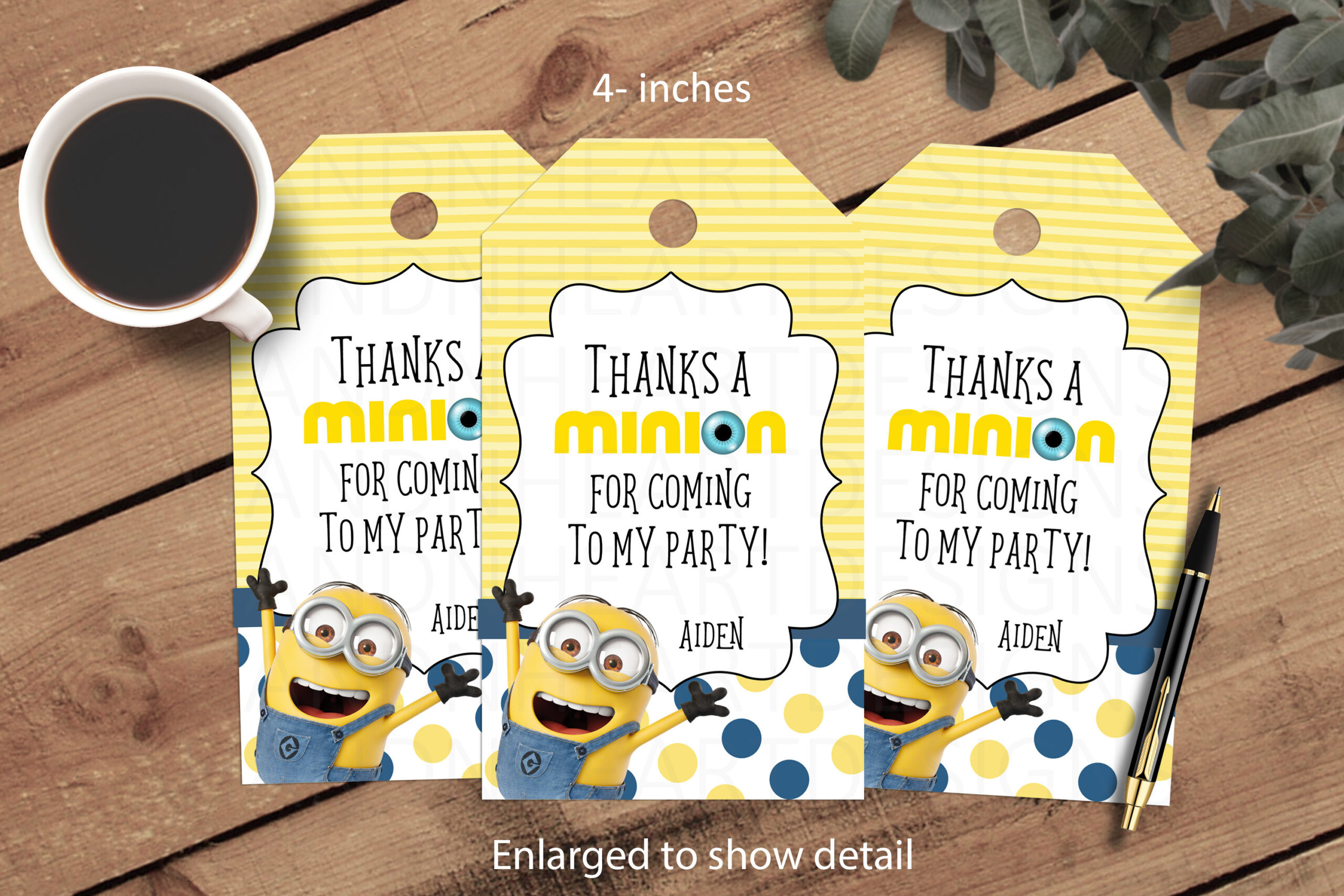 4&amp;quot; Personalized Printable Minion Thank You Tags,Birthday Gift Tags inside Minion Gift Tags Free Printable
