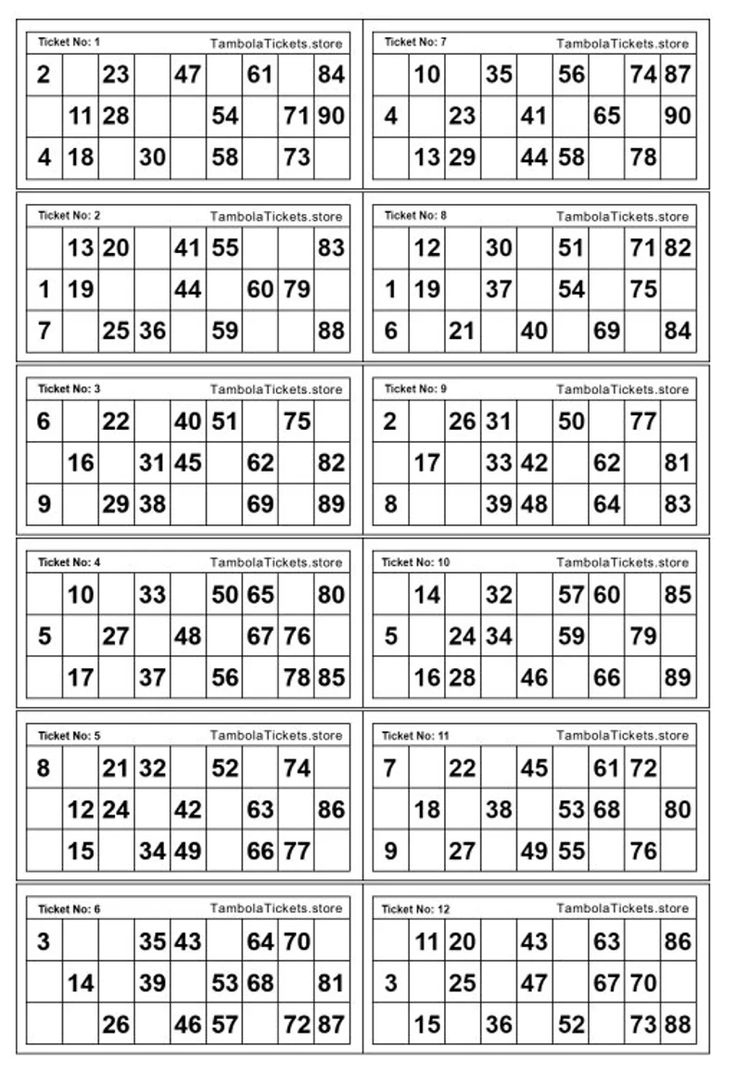 7 Free Printable Bingo Cards Ideas | Free Printable Bingo Cards with Free Tambola Tickets Printable