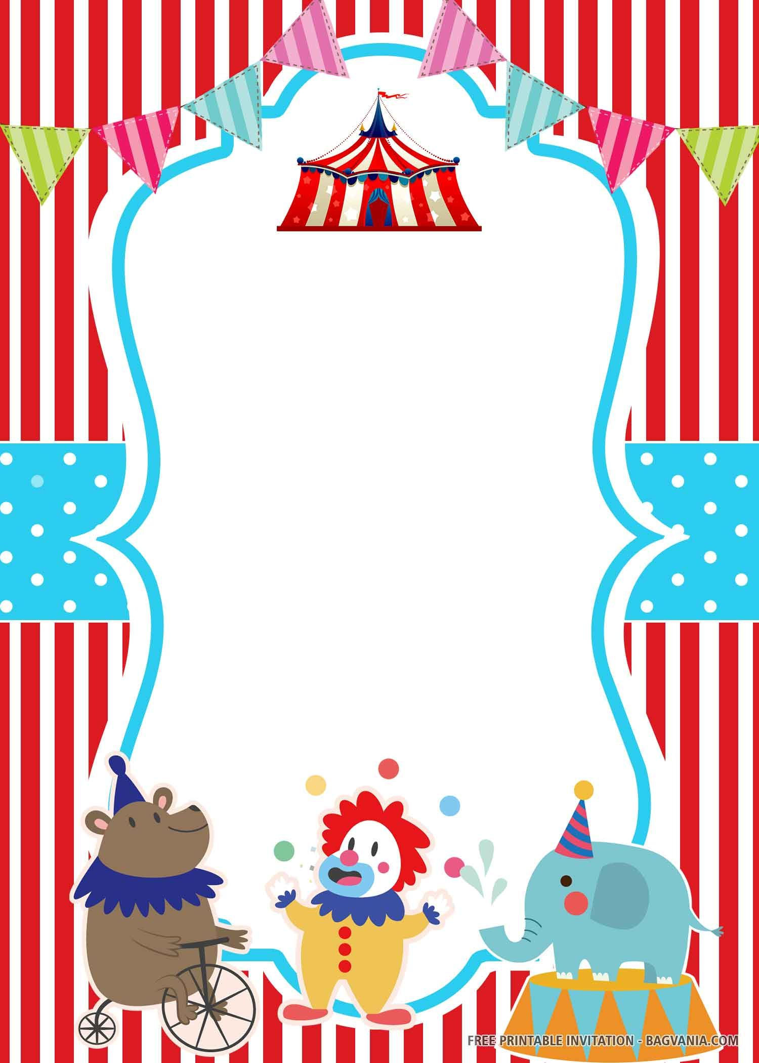 8 Free Printable Circus Birthday Invitations Ideas | Circus inside Free Printable Circus Invitation Template