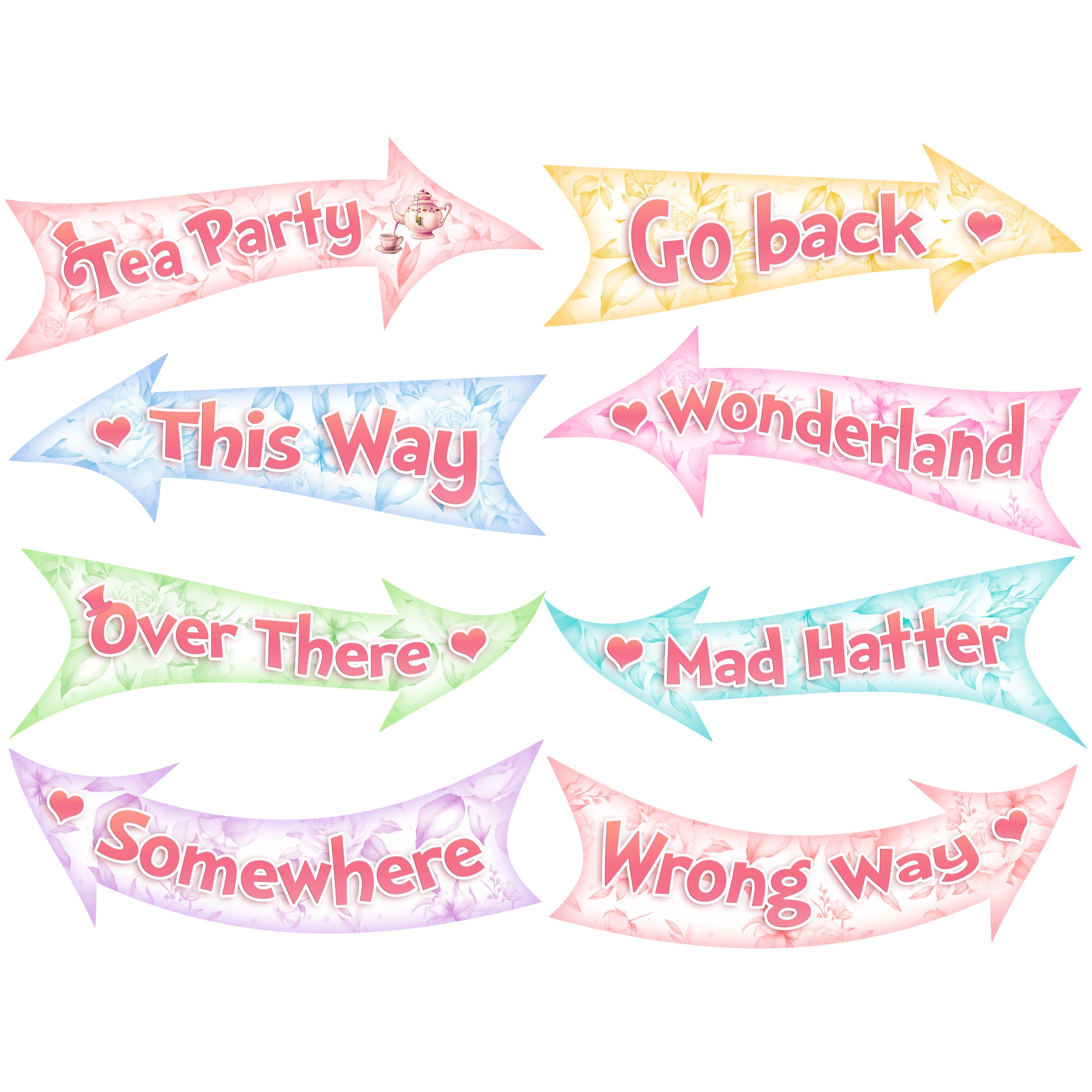 Alice In Wonderland Arrows, Instant Download, Alice Birthday Party with regard to Free Printable Alice in Wonderland Arrow Signs Template