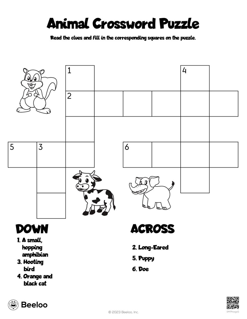 Animal-Themed Crossword Puzzles • Beeloo Printable Crafts And in Animal Crossword Puzzle Printable