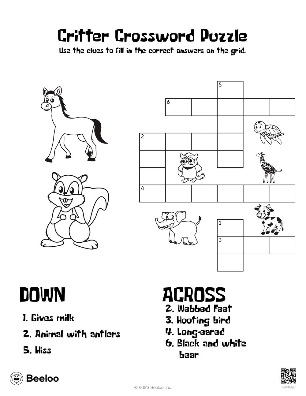 Animal-Themed Crossword Puzzles • Beeloo Printable Crafts And intended for Animal Crosswords Printable