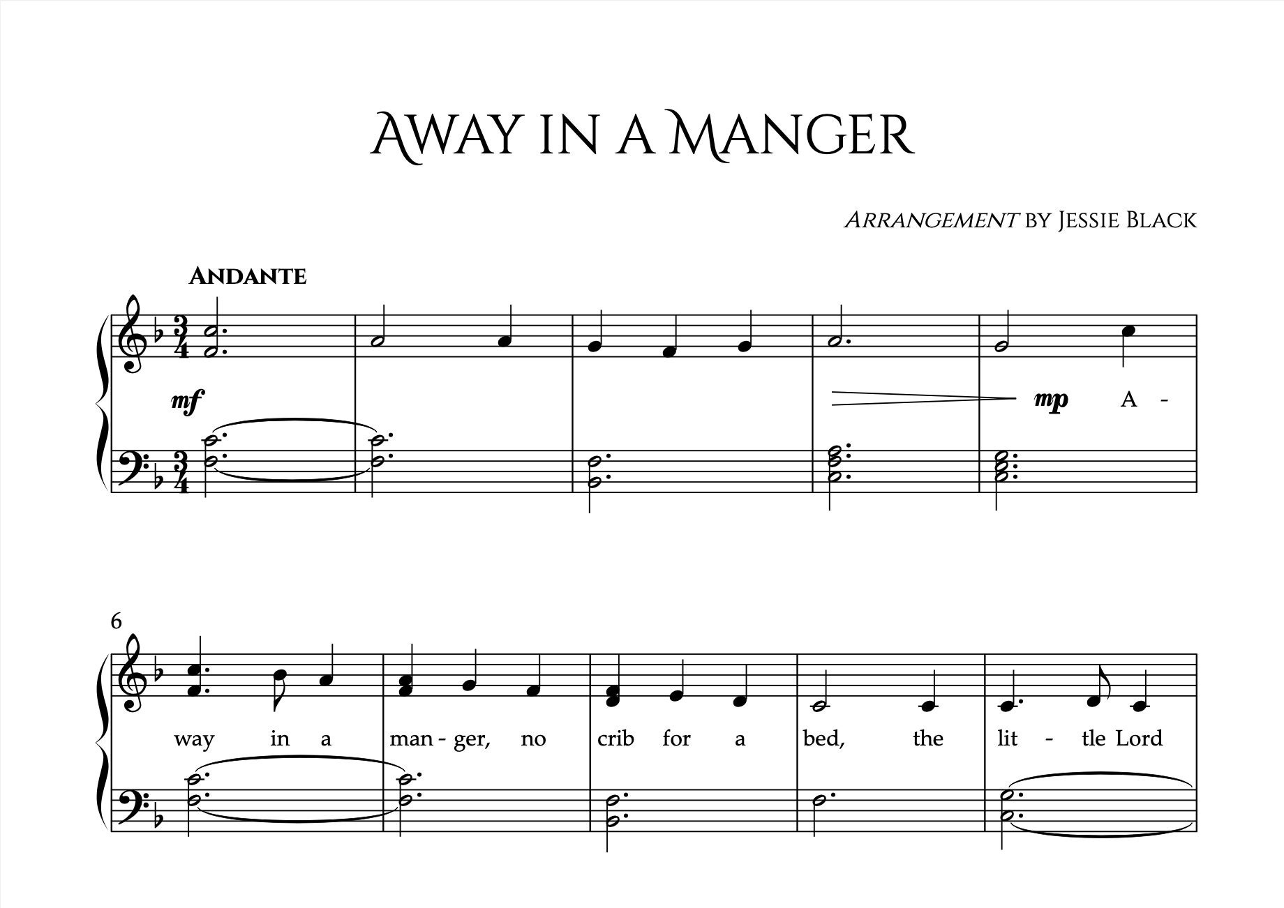 Away In A Manger Easy Piano Sheet Music, Easy Christmas Piano throughout Free Printable Away in a Manger Piano Sheet Music