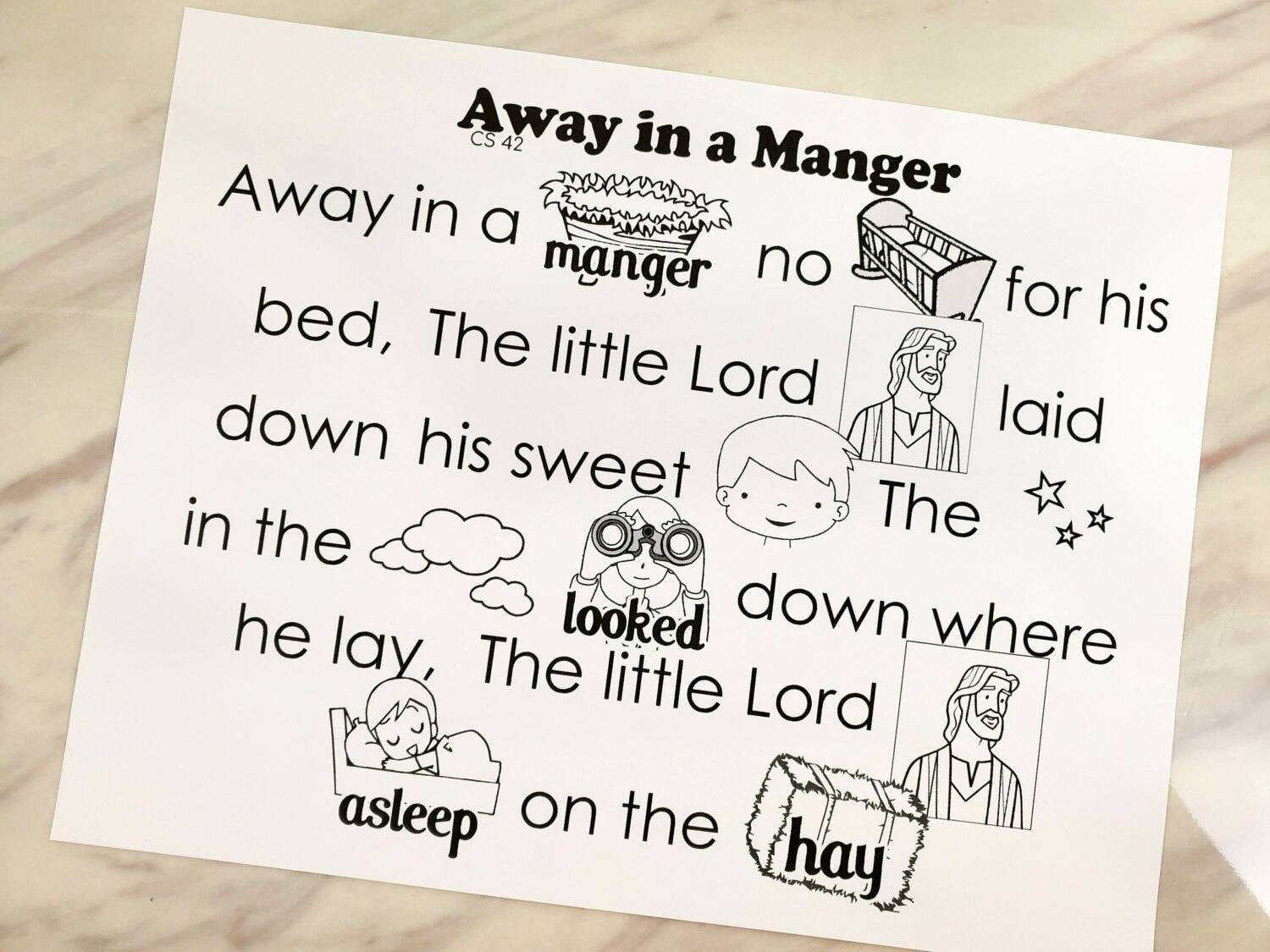 Away In A Manger Flip Chart &amp;amp; Lyrics - Primary Singing within Away in a Manger Lyrics Printable