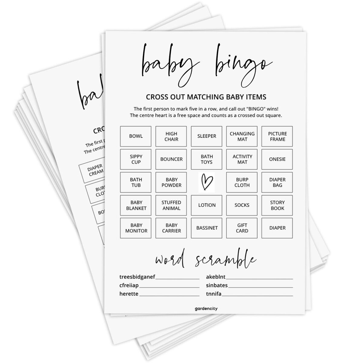 Baby Bingo Game (50 Cards), Pre-Filled, Baby Shower Games, Added for Baby Gift Bingo Cards