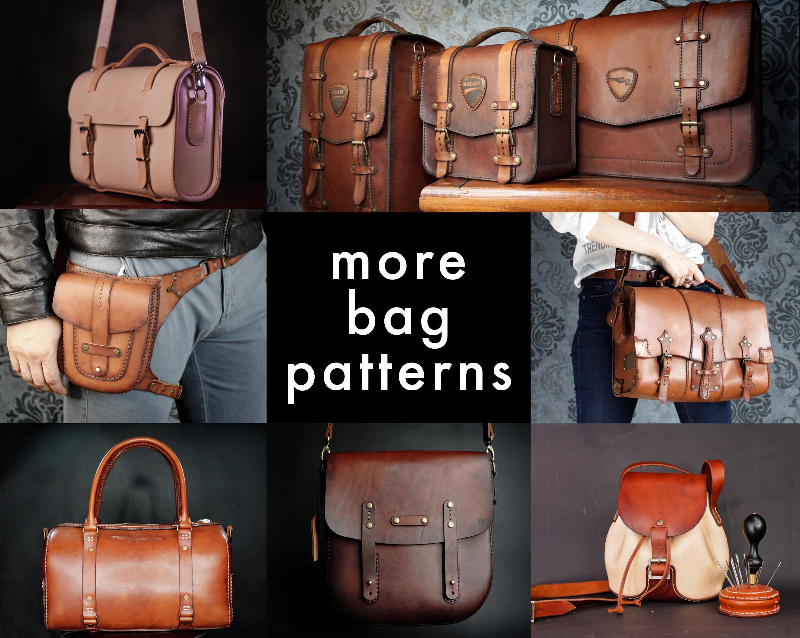 Bag Pattern - Leather Diy - Pdf Download - Messenger Bag - Video inside Printable Leather Messenger Bag Patterns Free