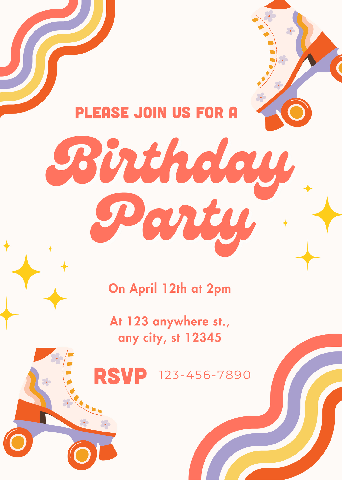 Birthday Party Invitations — Classic Skating &amp;amp; Fun Center | Family for Free Printable Roller Skating Party Invitations