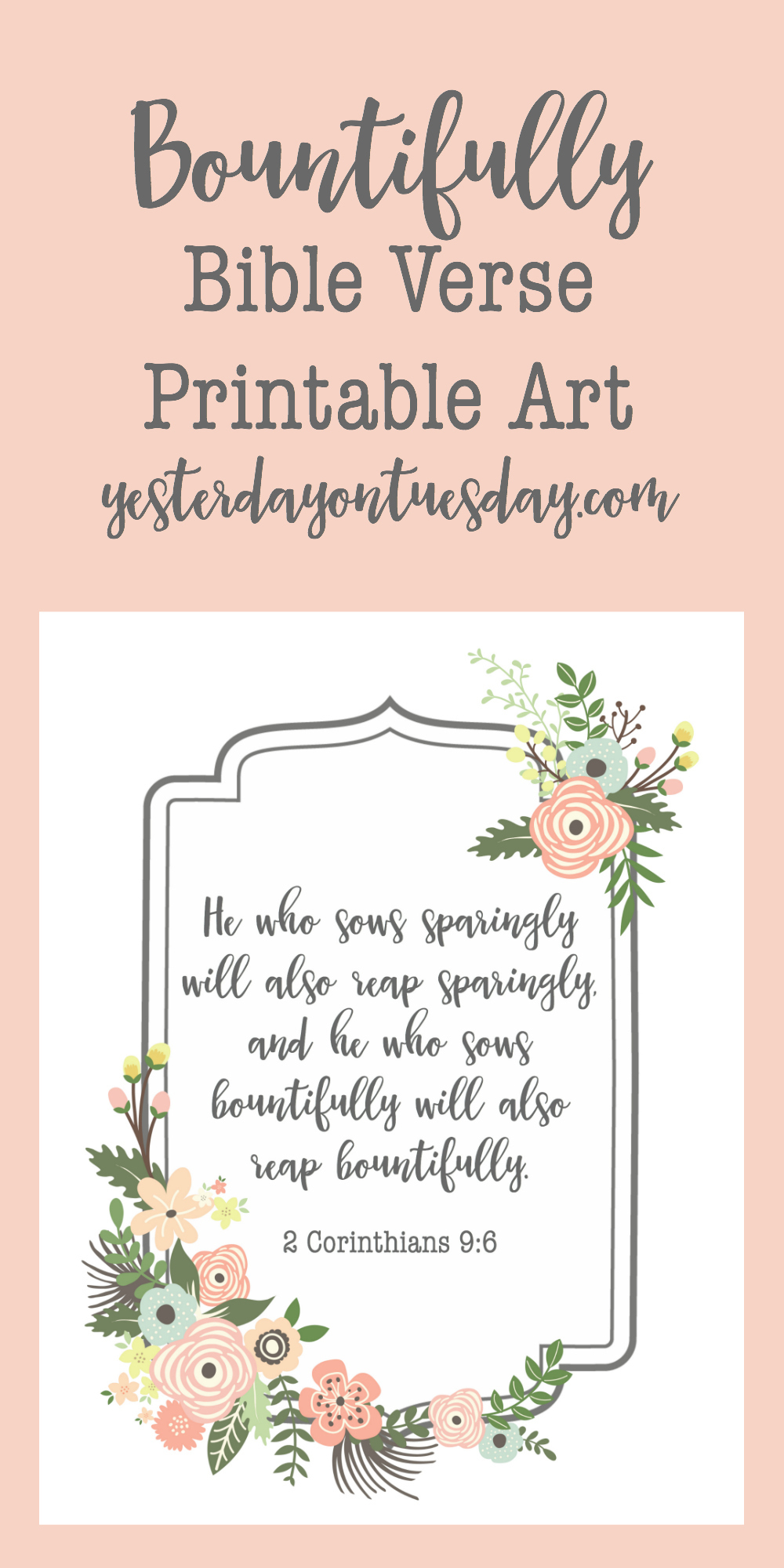 Bountifully Bible Verse Printable Art | Yesterday On Tuesday with regard to Free Printable Bible Quotes