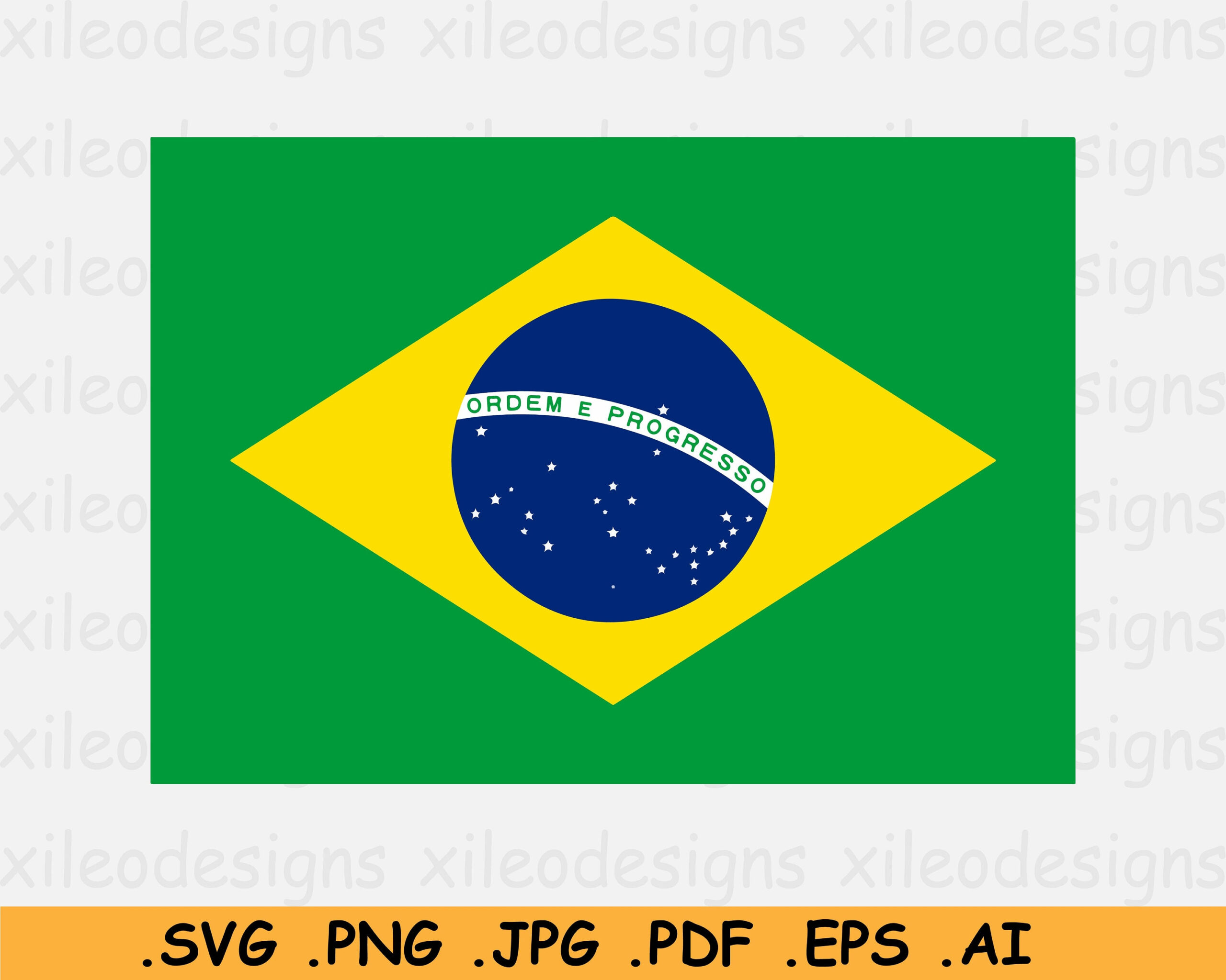 Brasilianische Flagge Svg, Brasilianisches Country National Banner, Cricut Cut Datei, Digital Download, Clipart Vektor Grafik - Eps Ai Png Jpg Pdf with Flag of Brazil Printable