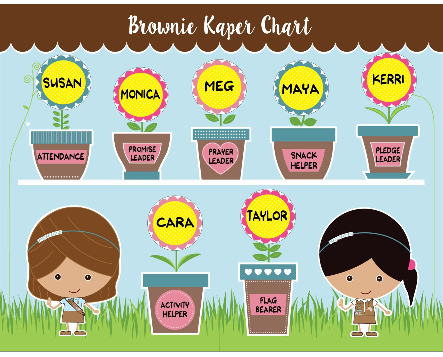 Brownie Girl Scout Kaper Chart - Printable Instant Download - Etsy intended for Free Printable Kaper Chart