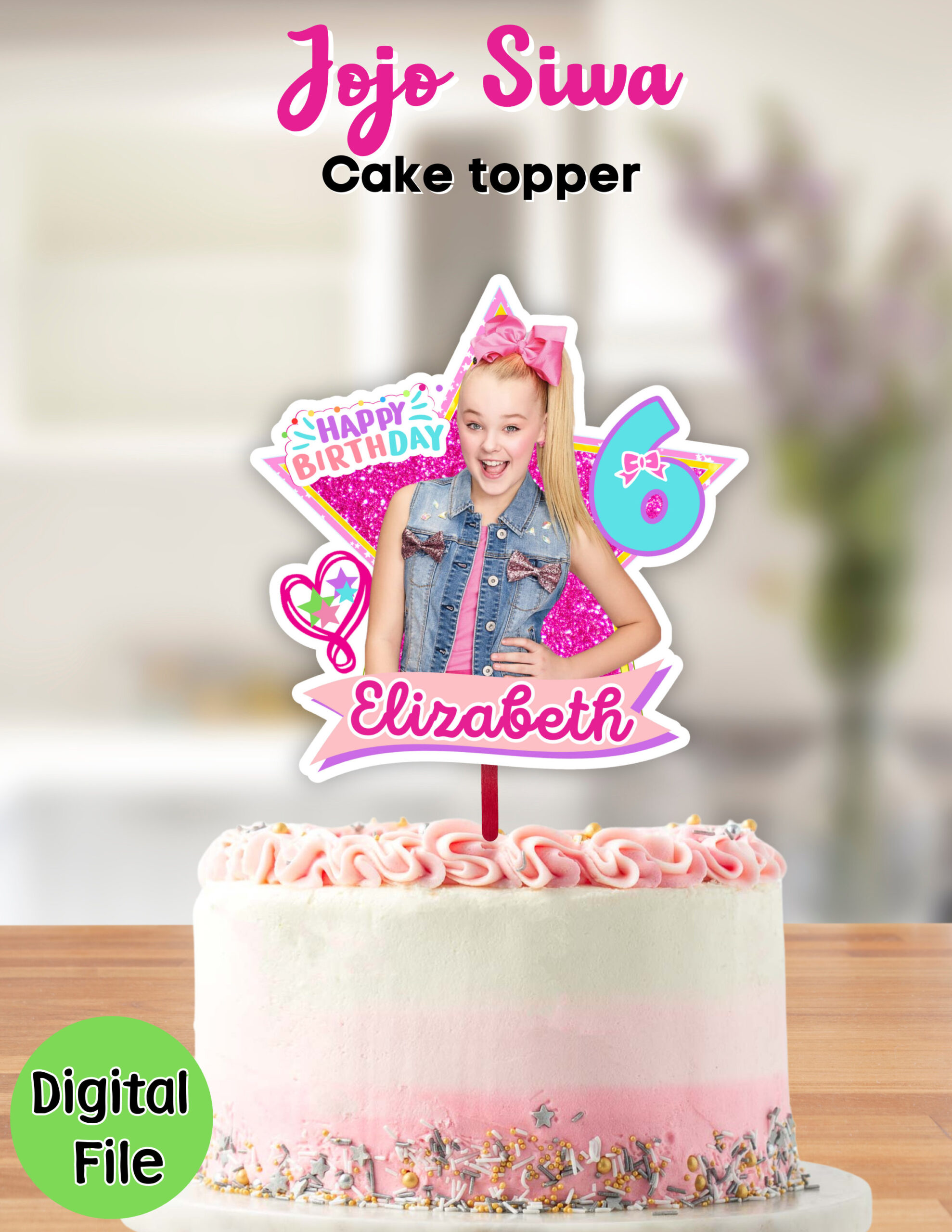 Buy Jojo Siwa, Free 12 Pcs Cupcake Toppers, Jojo Siwa Cake Topper regarding Jojo Siwa Cake Topper Printable