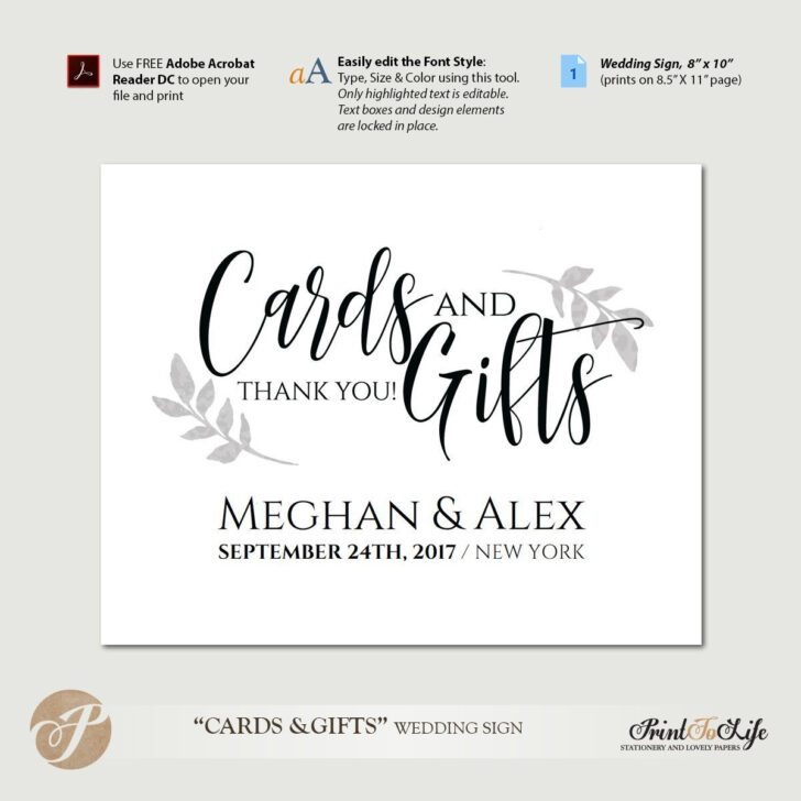 Cards and Gifts Sign Printable Free