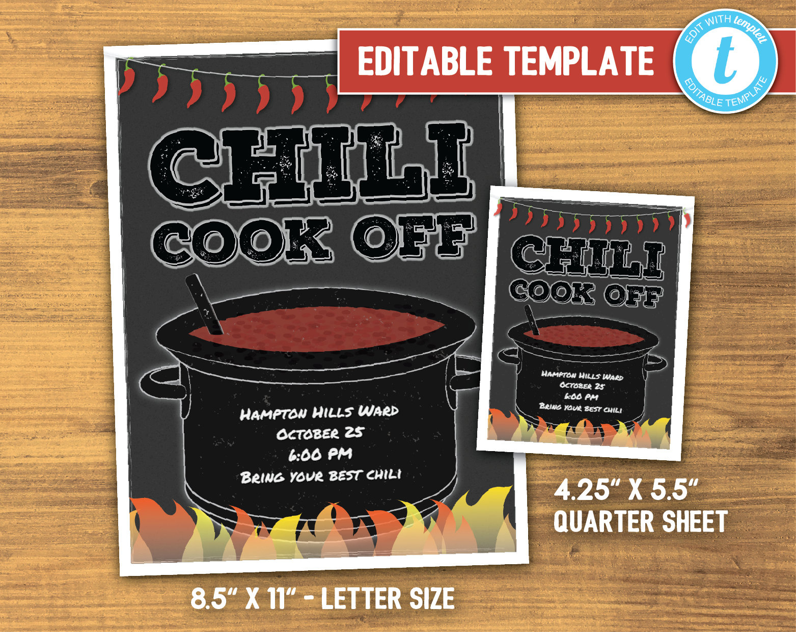 Chili Cook Off Flyer And Poster - Editable Template - Etsy Uk inside Printable Chili Cook Off Flyer Template Free