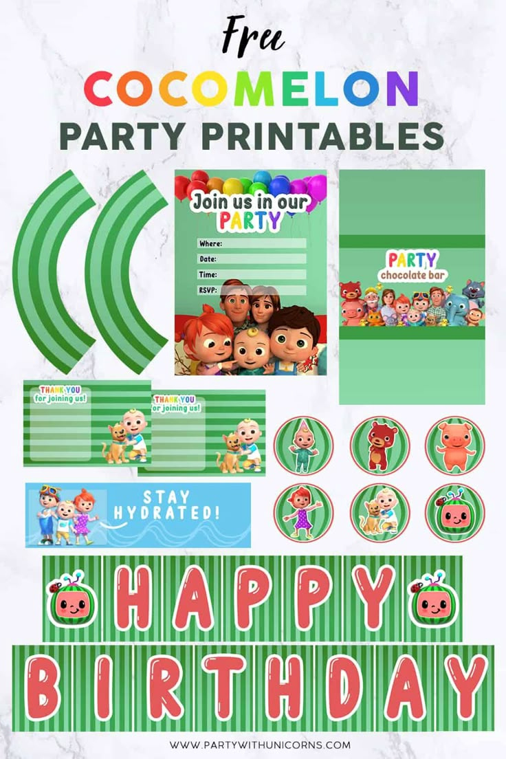 Cocomelon Party Printables Set - Free Download - Party With Unicorns pertaining to Free Cocomelon Birthday Printables