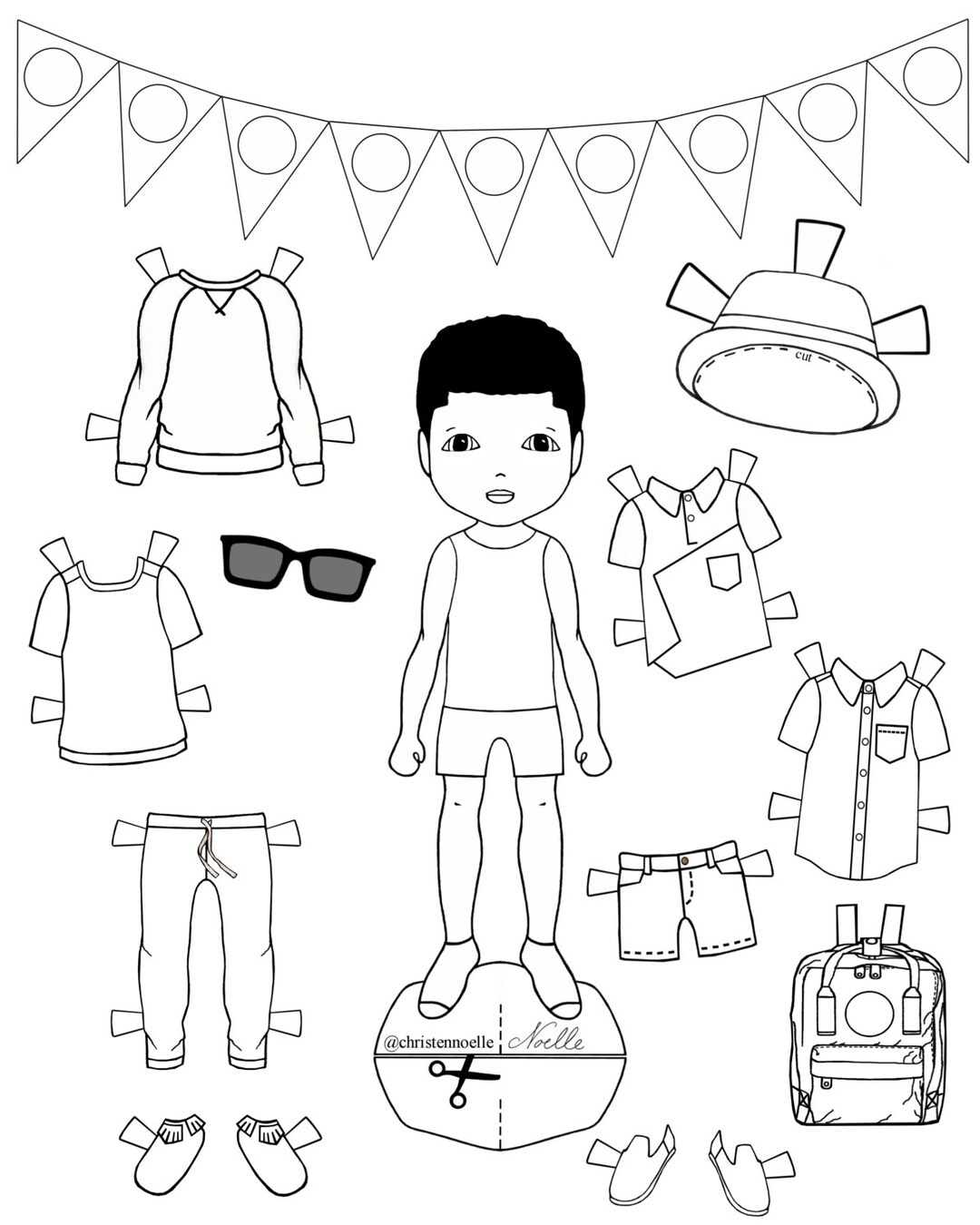 Color Me, Printable Black And White Paper Dolls, Hand Drawn within Printable Black and White Paper Dolls