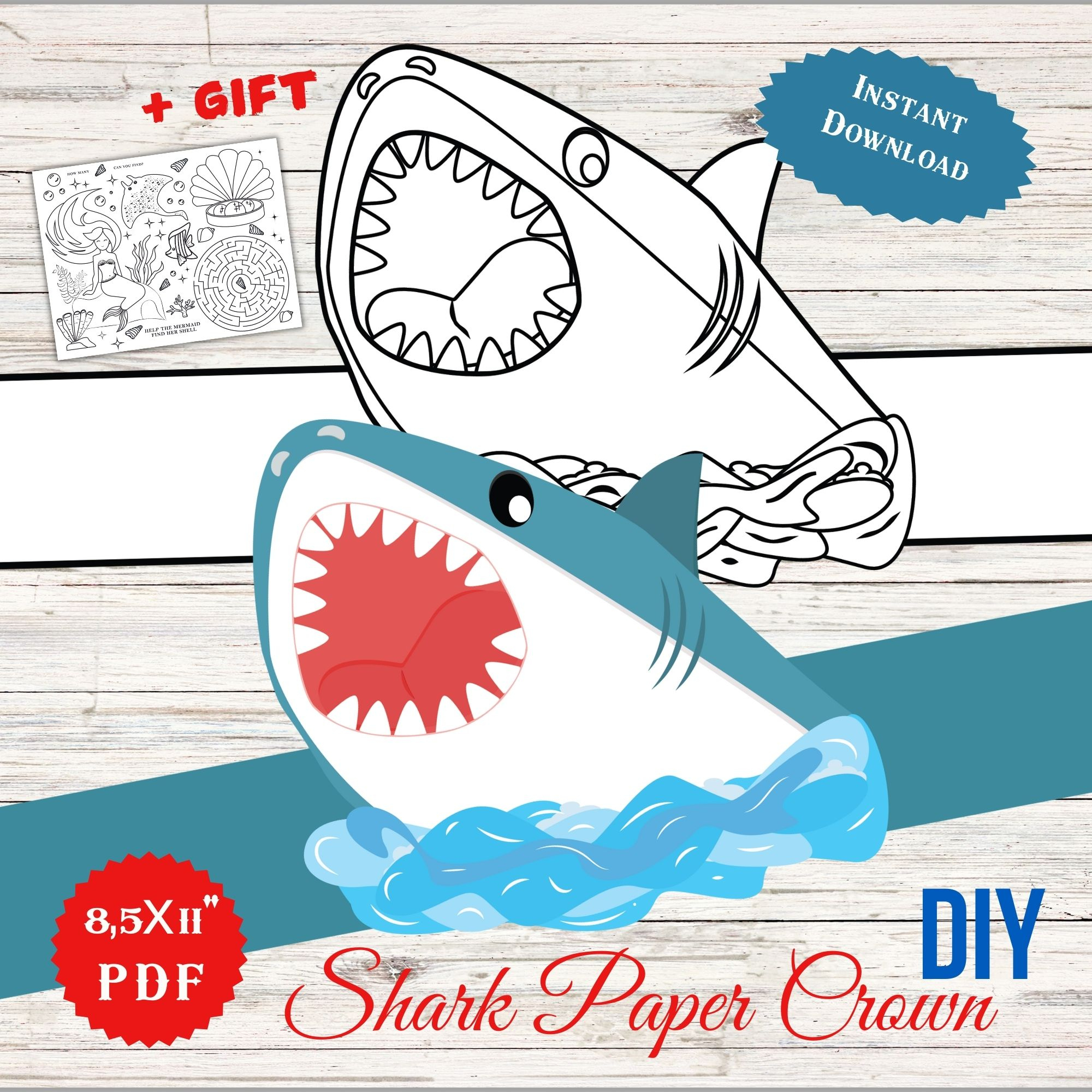 Coloring Craft Printable Crown | Shark Hat For Kids | Ocean Animal Preschool Crafts | Perfect Party within Shark Paper Crown Printable Free