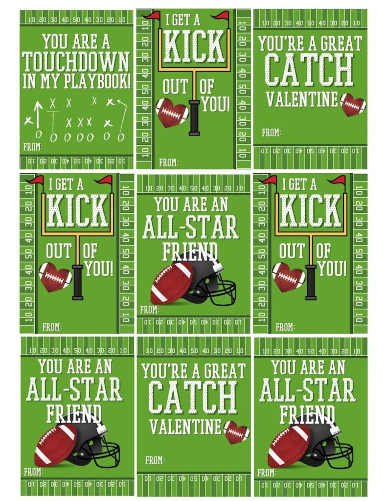 Cool Football Valentine Card Free Printables - Originalmom within Free Football Valentine Printable