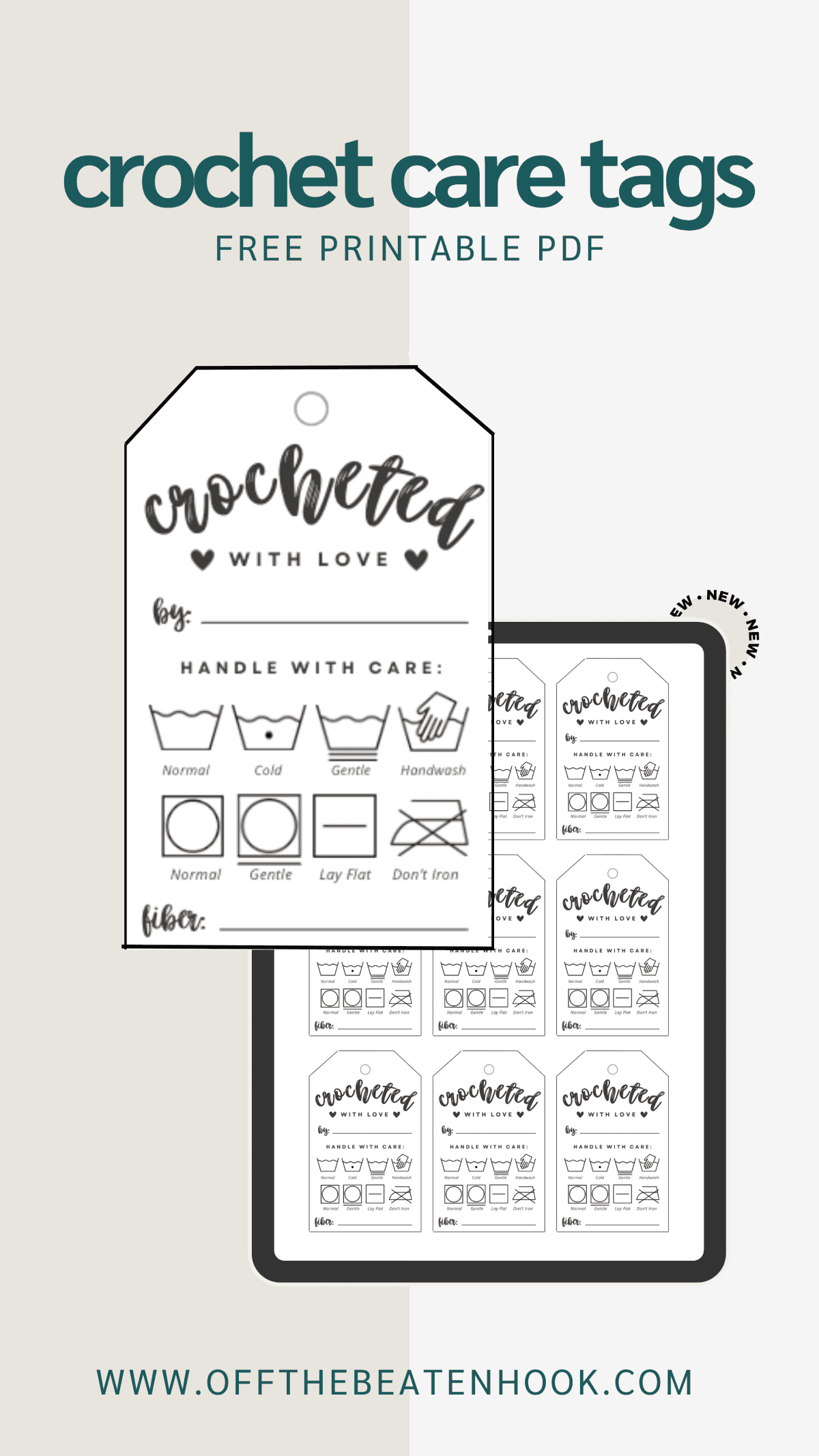Crochet Care Tags: Free Printable Laundry Instructions intended for Free Printable Crochet Tags