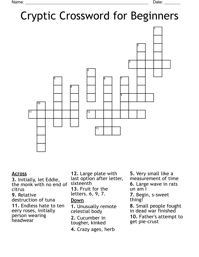 Cryptic Crossword For Beginners - Wordmint throughout Cryptic Crosswords Printable