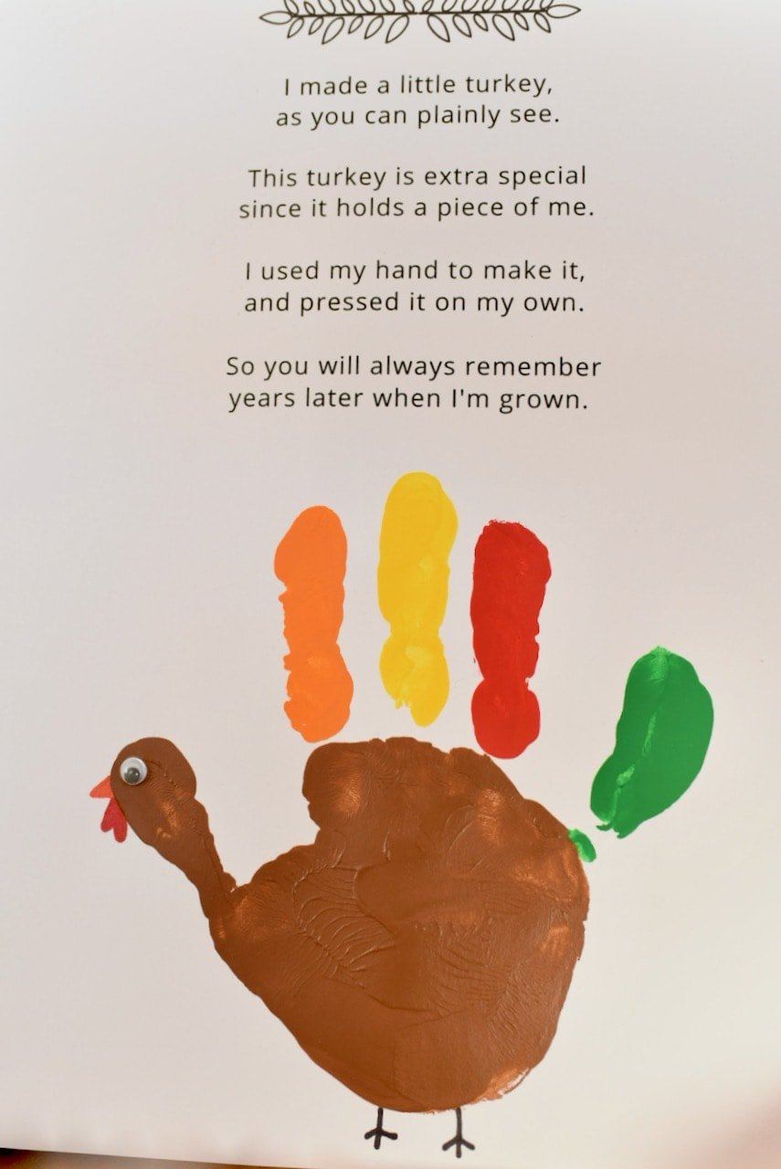 Cutest Turkey Handprint Craft + Poem Printable - Make Life Lovely inside Free Printable Turkey Handprint Poem Printable
