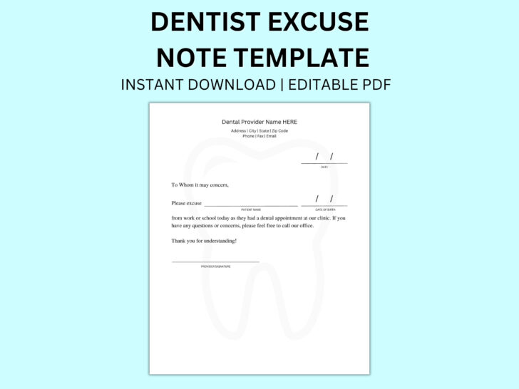 Free Printable Dental Excuse Note