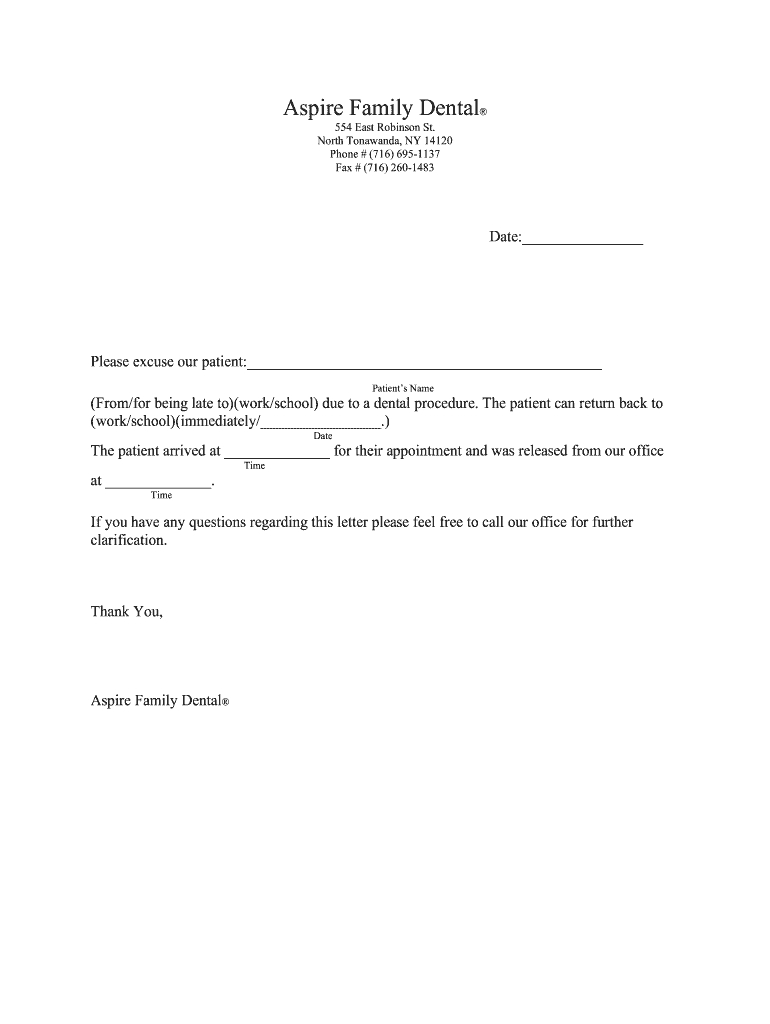 Dentist Note For Work: Fill Out &amp;amp; Sign Online | Dochub pertaining to Free Printable Dental Excuse Note