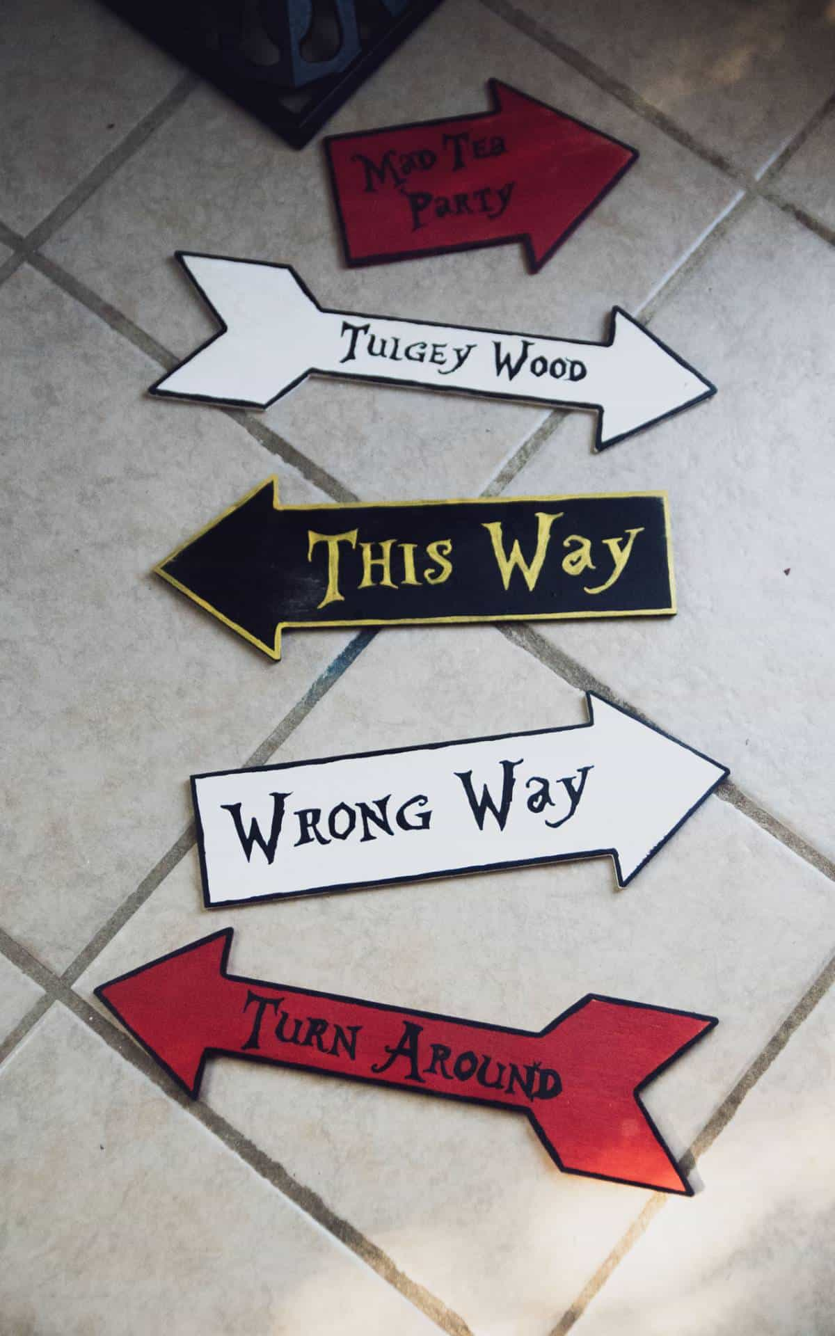 Diy Alice In Wonderland Directional Sign Post — Capturing Wonderland regarding Free Printable Alice In Wonderland Arrow Signs Template