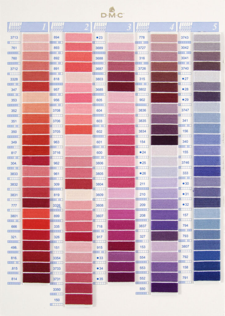 Pdf Free Printable Dmc Color Chart