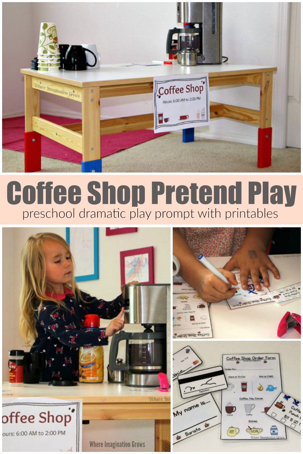 Dramatic Play Coffee Shop For Kids - Where Imagination Grows intended for Coffee Shop Dramatic Play Printables Free