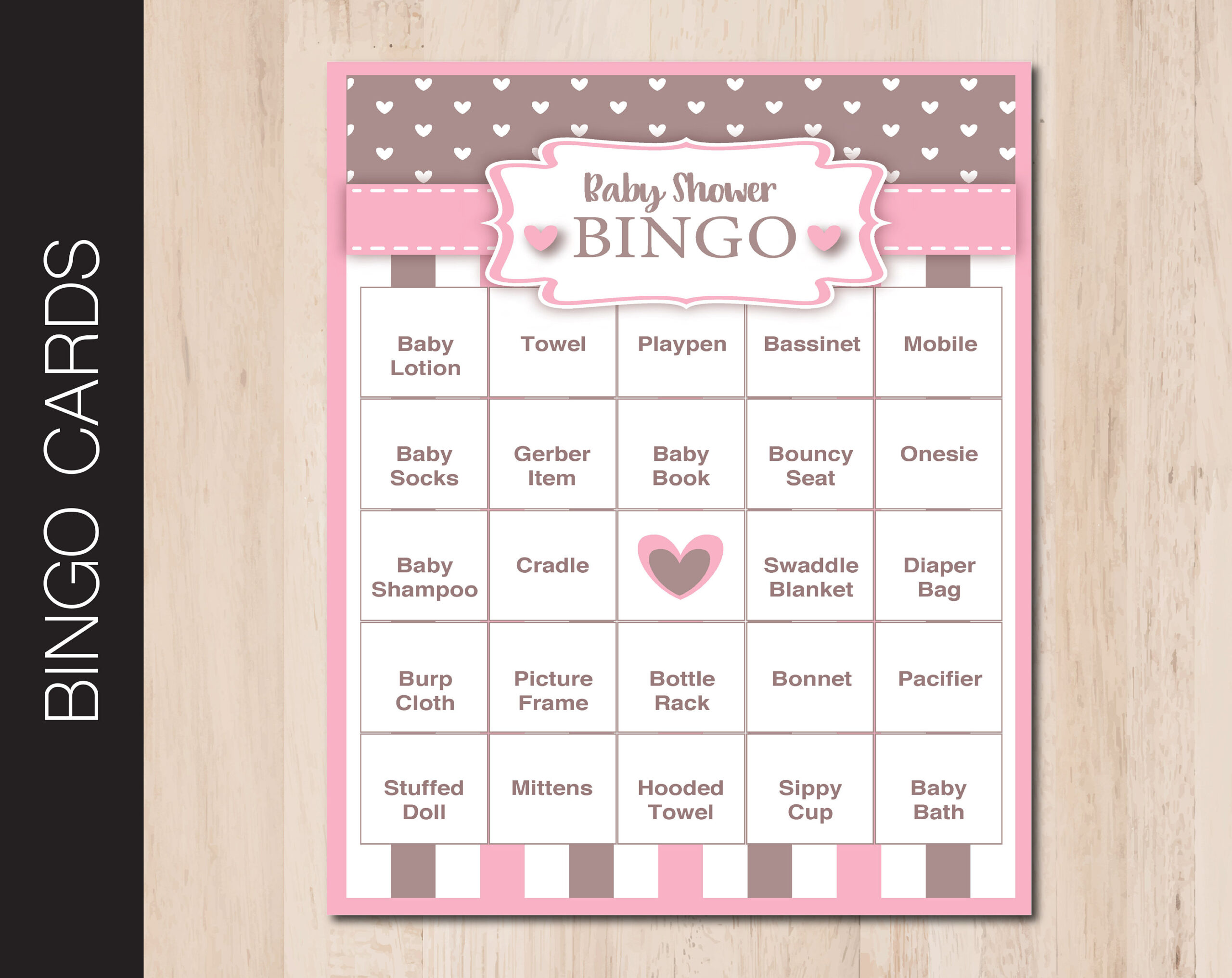 Druckbare Baby Shower Bingo-Spiel. Rosa Und Braunes Baby. 40 regarding Baby Gift Bingo Cards