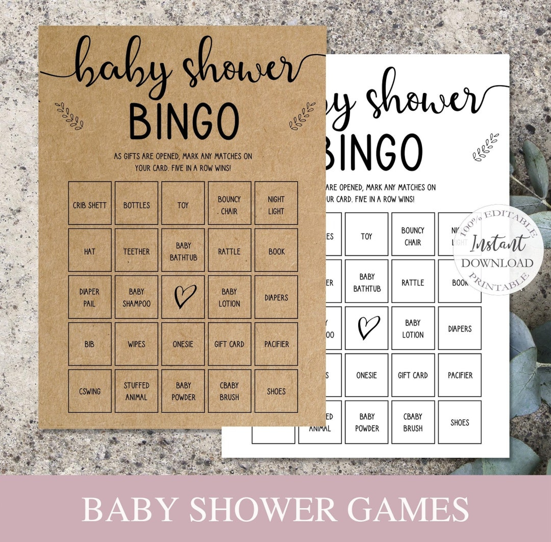 Editable Baby Shower Bingo, 30 Prefilled Baby Shower Bingo Cards, Printable Baby Shower Game Template, Virtual Baby Shower Games. Srp-030 - Etsy.de regarding Baby Gift Bingo Cards