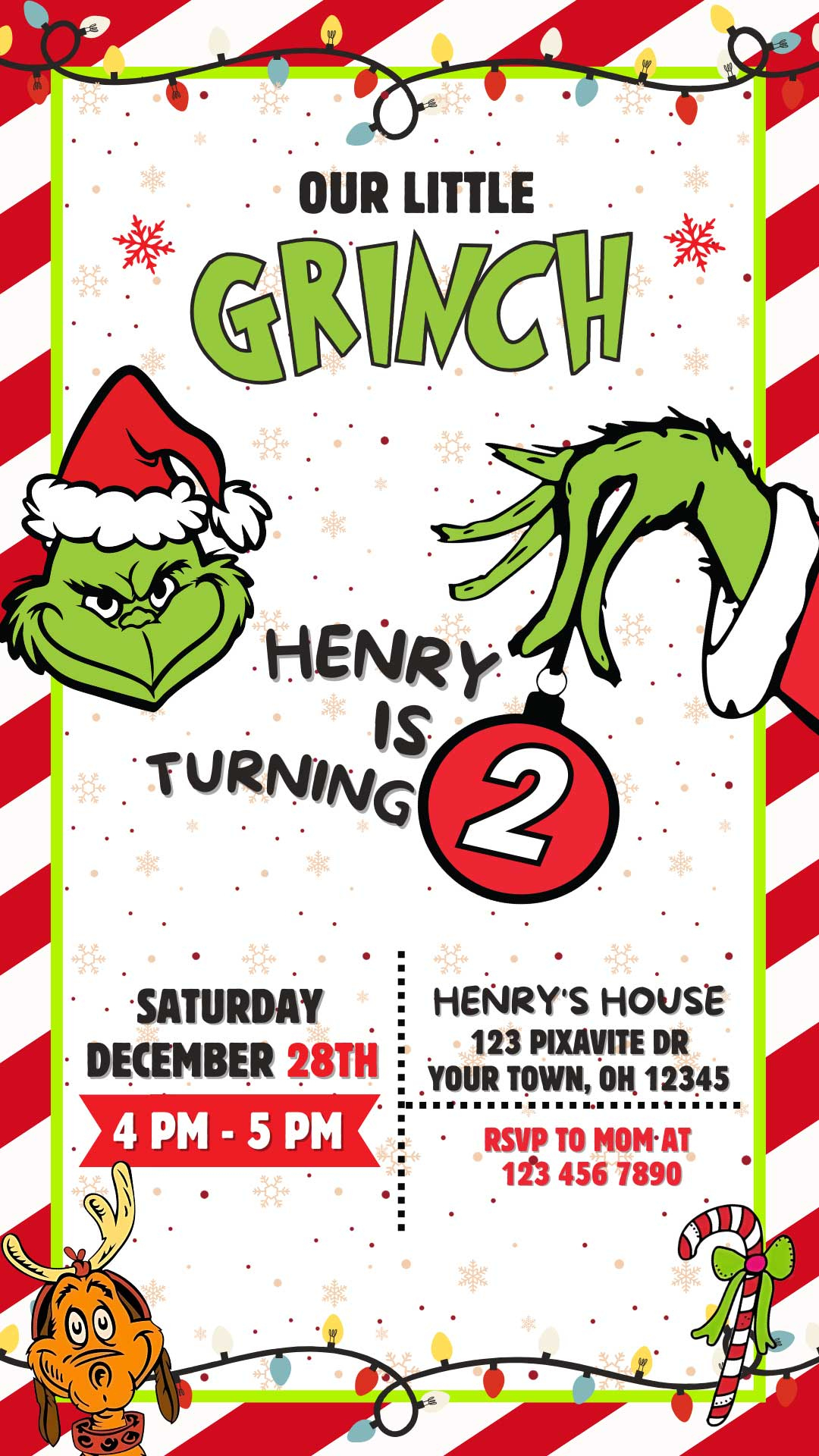 Editable The Grinch Birthday Invitation Template | Wonderful Invite for Free Printable Grinch Invitation Template