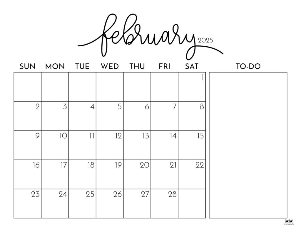 February 2025 Calendars - 107 Free Printables | Printabulls regarding Free Printable Feb 2025 Calendar