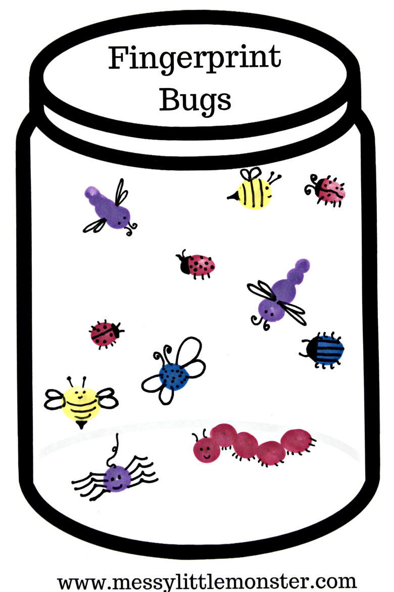 Fingerprint Bug Jar Craft - Messy Little Monster inside Printable Bug Jar Template