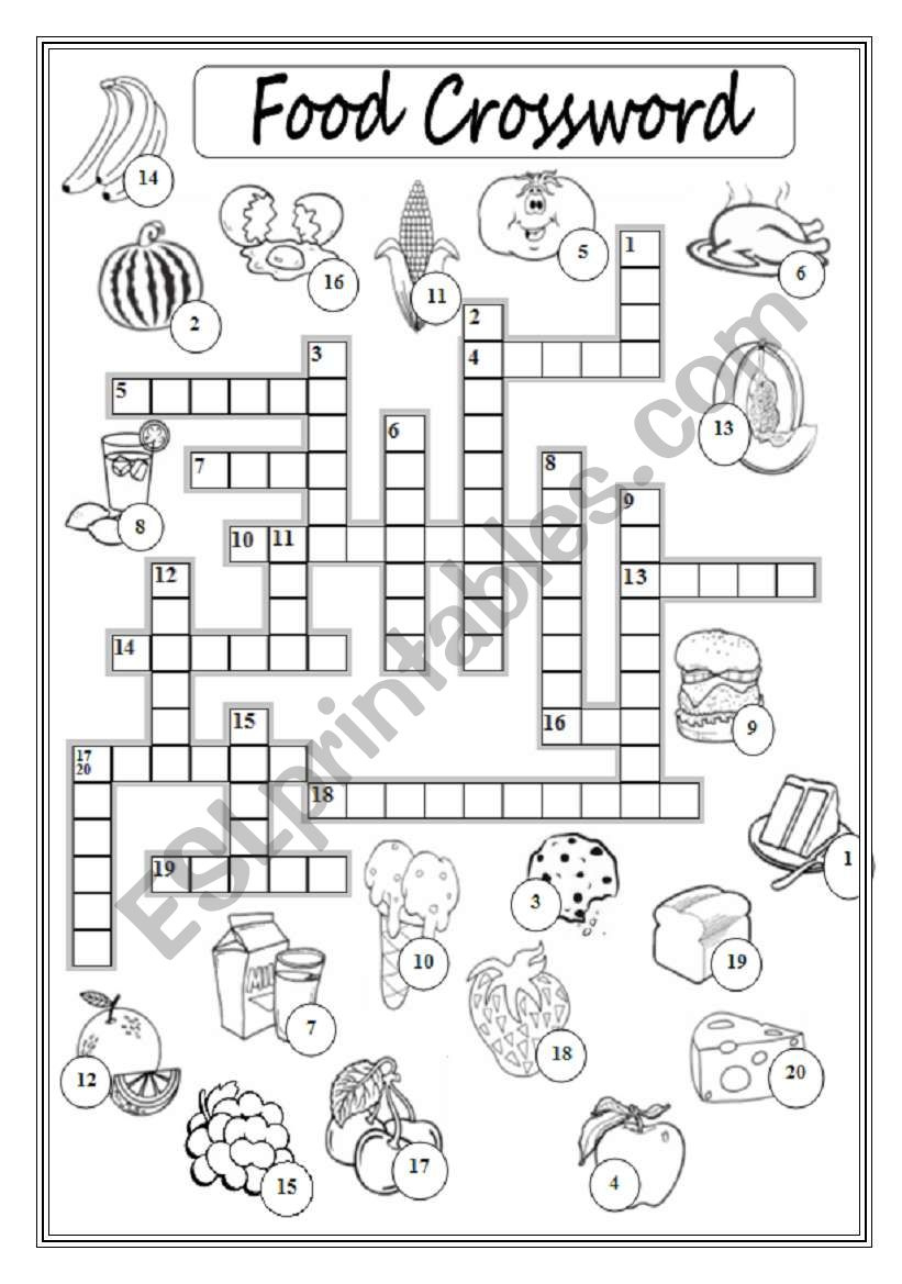 Food Crossword Puzzle - Esl Worksheetxyz5 in Food Crossword Puzzles Printable