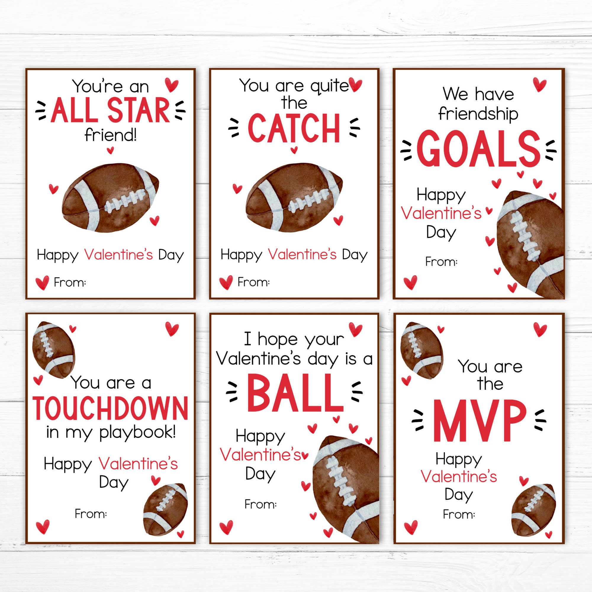 Football Valentine - Printable - Kids Valentine Cards - Instant regarding Free Football Valentine Printable