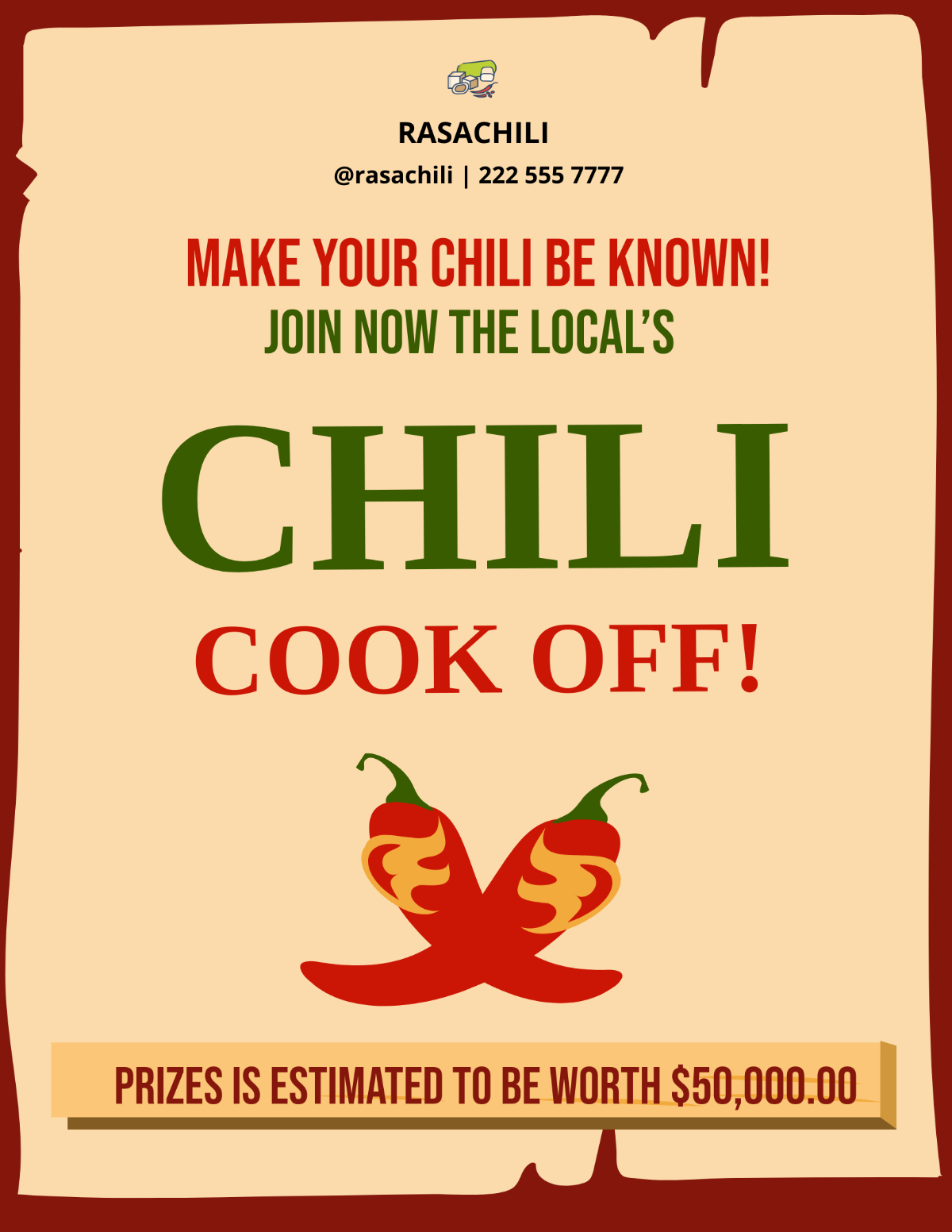 Free Chili Cook Off Flyer Templates, Editable And Printable pertaining to Printable Chili Cook Off Flyer Template Free