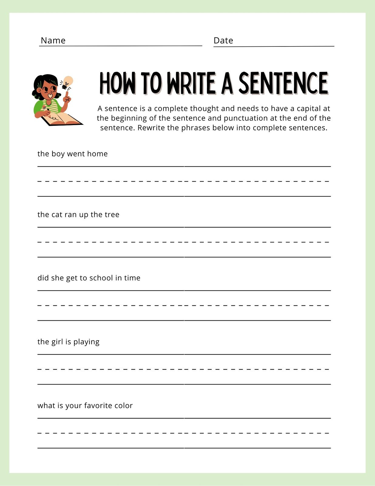Free Custom 1St Grade Writing Worksheet Templates | Canva throughout Writing Worksheets Printable For Grade 1