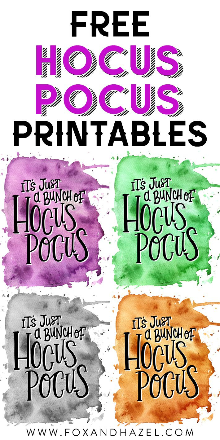 Free Hocus Pocus Printable In 4 Different Colours! | Fox + Hazel regarding Hocus Pocus Free Printables