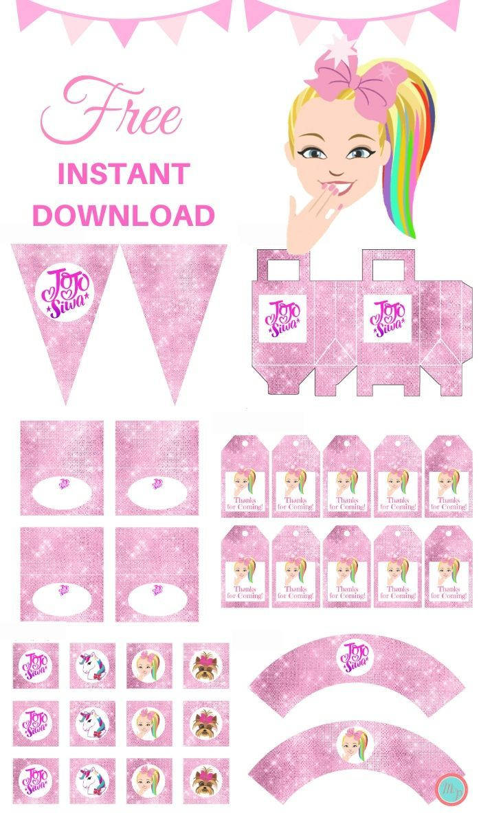Free Jojo Siwa Party Printable - Instant Download within Jojo Siwa Cake Topper Printable