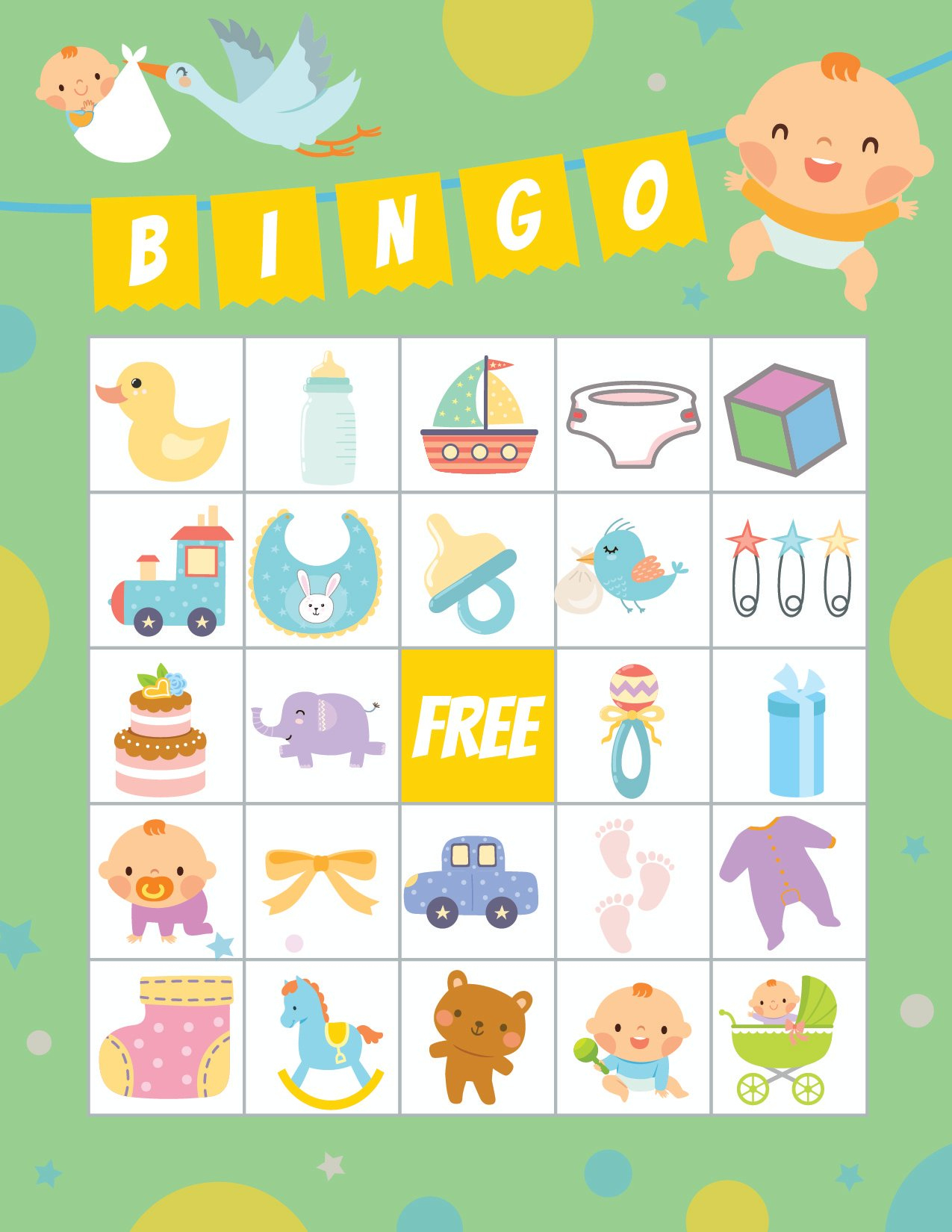 Free Printable Baby Shower Bingo (40 Cards) - Play Party Plan intended for Free Baby Shower Bingo Cards
