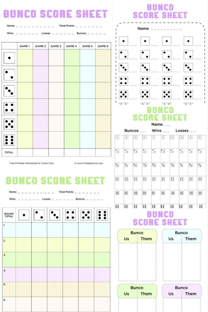 Free Printable Bunco Score Sheets Summer