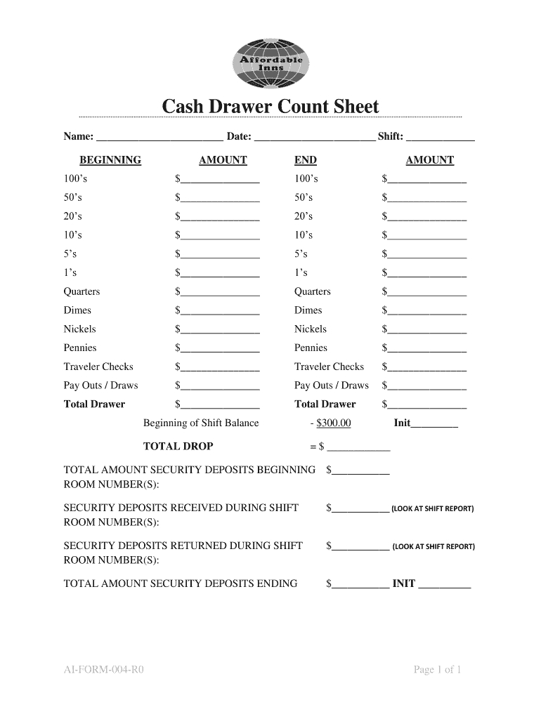 Free Printable Cash Drawer Count Sheet Pdf: Fill Out &amp;amp; Sign Online regarding Free Printable Cash Drawer Count Sheet