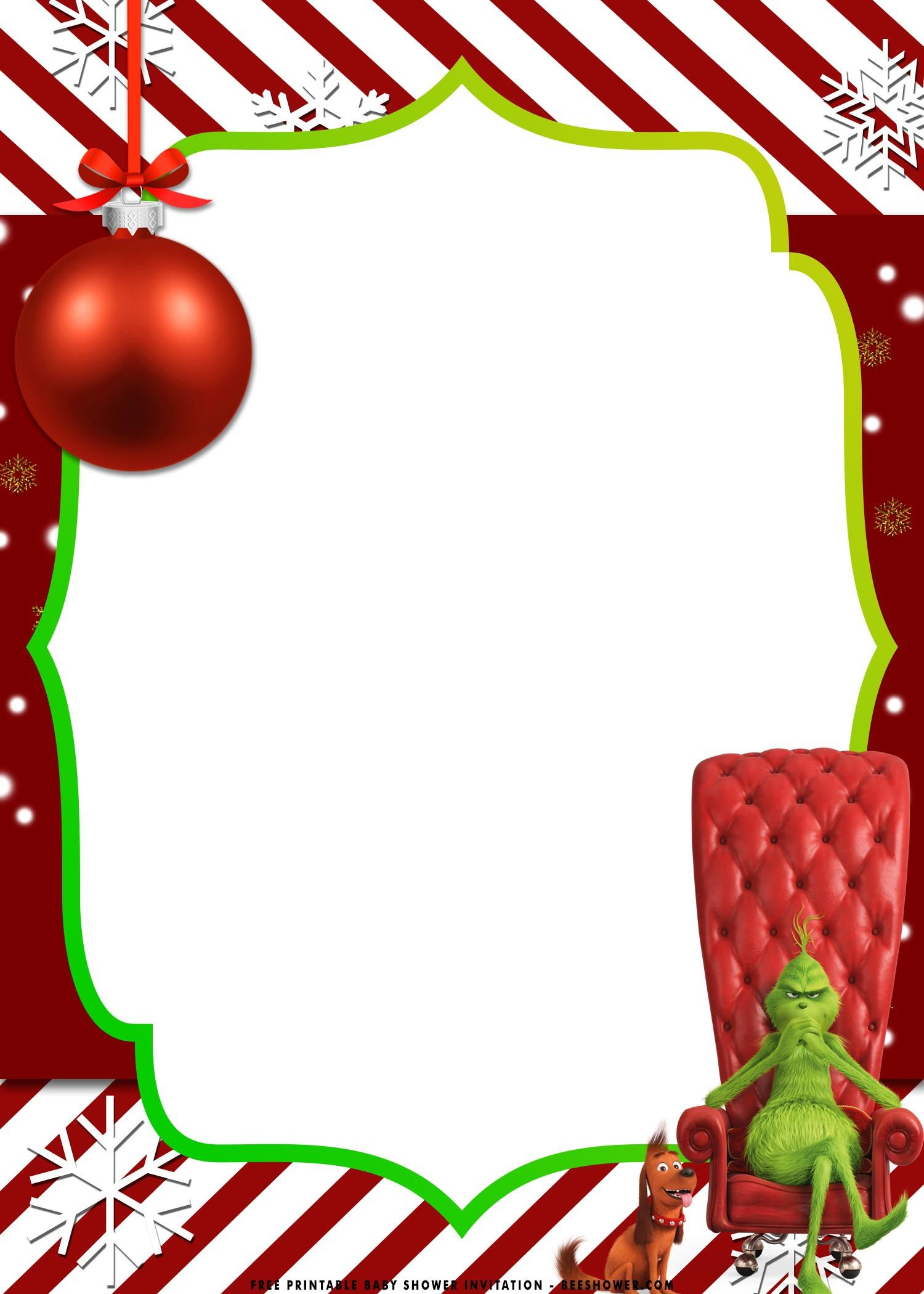 Free Printable) - Christmas Grinch Baby Shower Invitation Templates regarding Free Printable Grinch Invitation Template