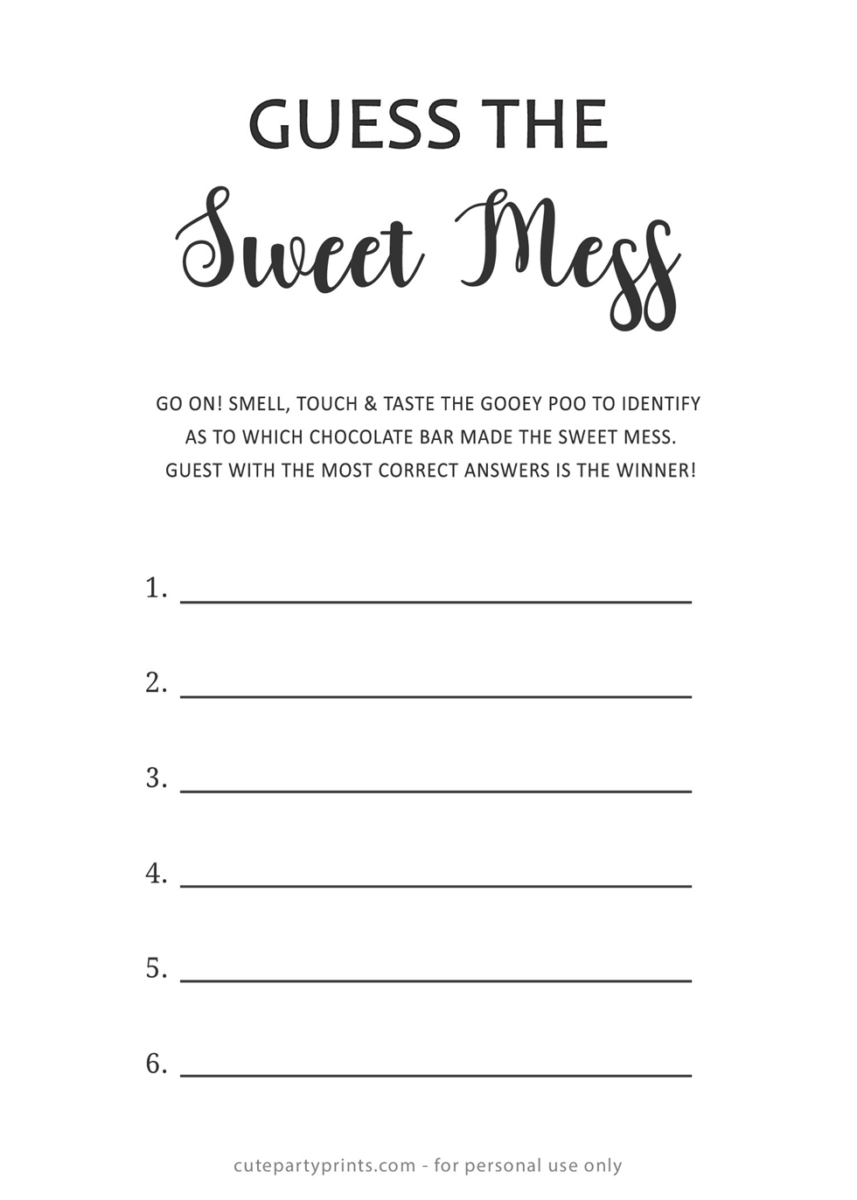 Free Printable Dirty Diaper Baby Shower Game for Dirty Diaper Game Free Printable