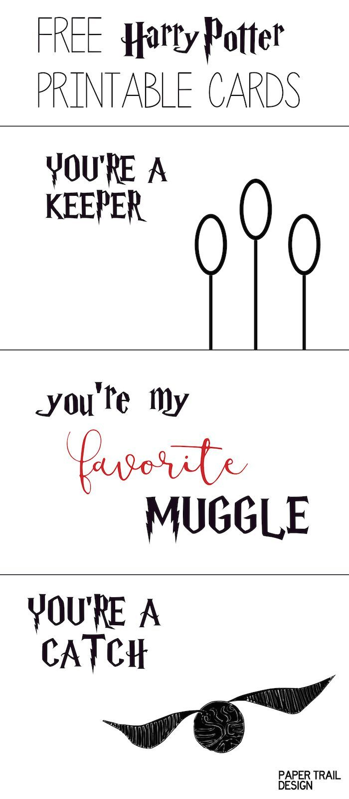 Free Printable: Harry Potter Cards - Paper Trail Design pertaining to Harry Potter Birthday Card Printable Free