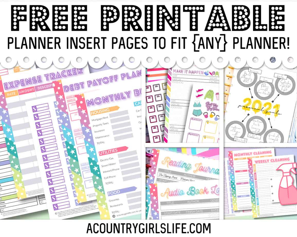 Free Printable Planner Inserts For {Any} Size Planner! - A Country intended for A5 Planner Inserts Free Printables